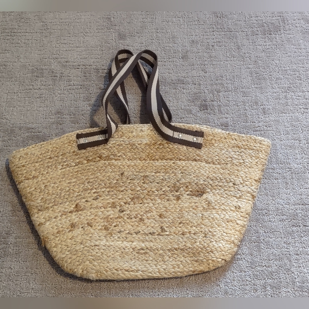 Anthropologie Tan Woven Tote Bag - Picture 5 of 6